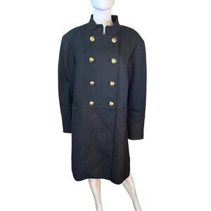 Talbots Womens Double-Breasted Black Coat With Gold Buttons Offiice Size 22W EUC